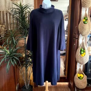 J.Jill Navy Blue Shift Dress L | Turtleneck Minimalist Academic Coastal WFH Chic
